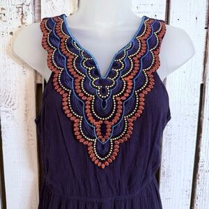 Charlotte Russe Embroider Dress Size Small‎ Blue Sleeveless Boho Wedding Guest